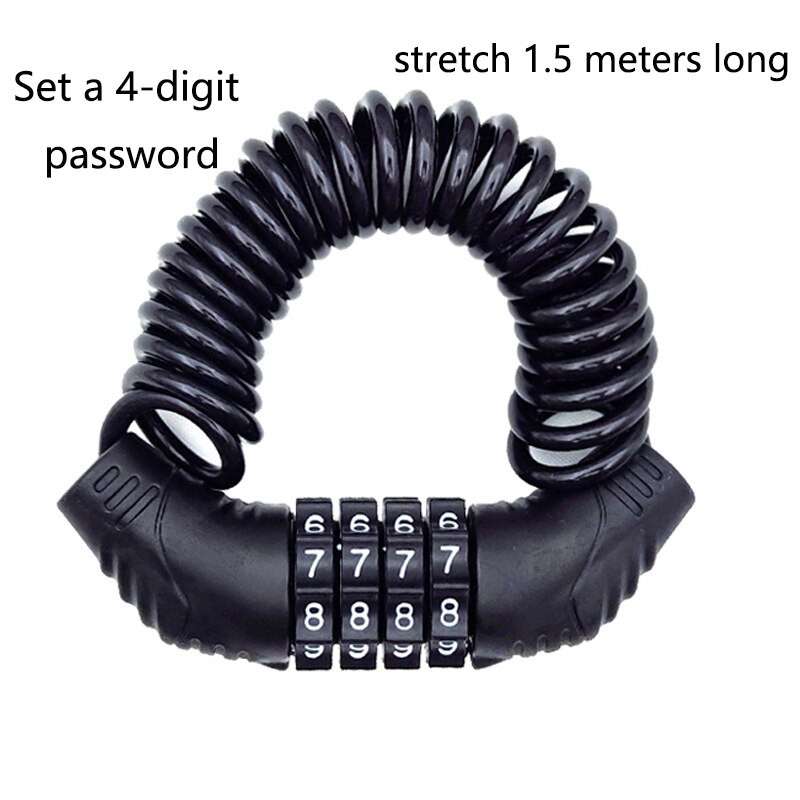 Cable Lock Flexible - Tragbares 4-stelliges Zahlenschloss Flexibles Diebstahlsicherungs-Kabelschloss für
