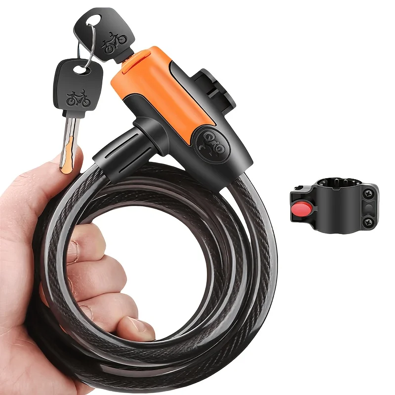 Cable Lock Flexible - 1SET Schnittfestes PVC-beschichtetes Stahlkabel-Fahrradschloss mit Schnellverschluss-Halterung,