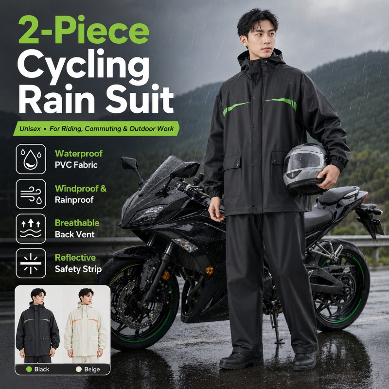 Cycling Commute Jacket - Unisex 2-teiliger wasserdichter Fahrrad-Regenanzug – Jacke